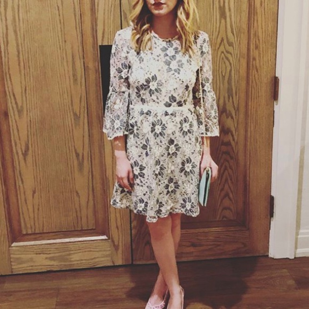 Blue and white lace overlay dress!